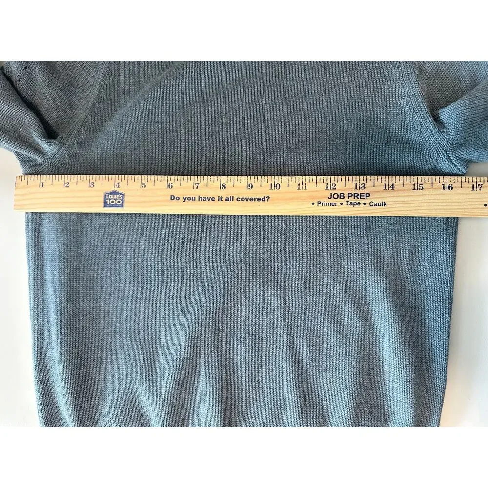 Sundance Light Blue Round Neck Sweater Tie Accent Cotton Merino Wool Women Small